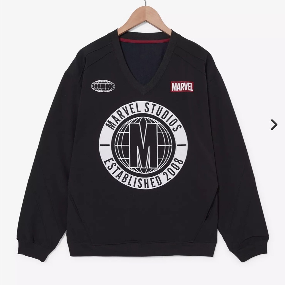 Marvel Black V-Neck Sweater with Logo